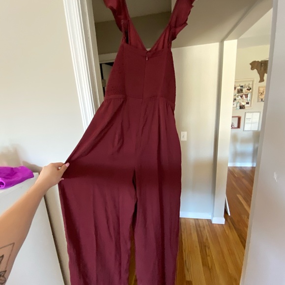 Express Wine Satin Jumpsuit - Picture 4 of 6